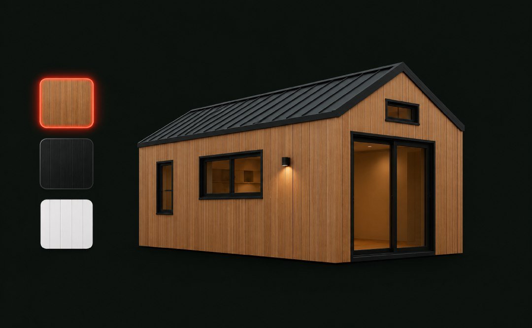 Tiny home customizer with cladding options