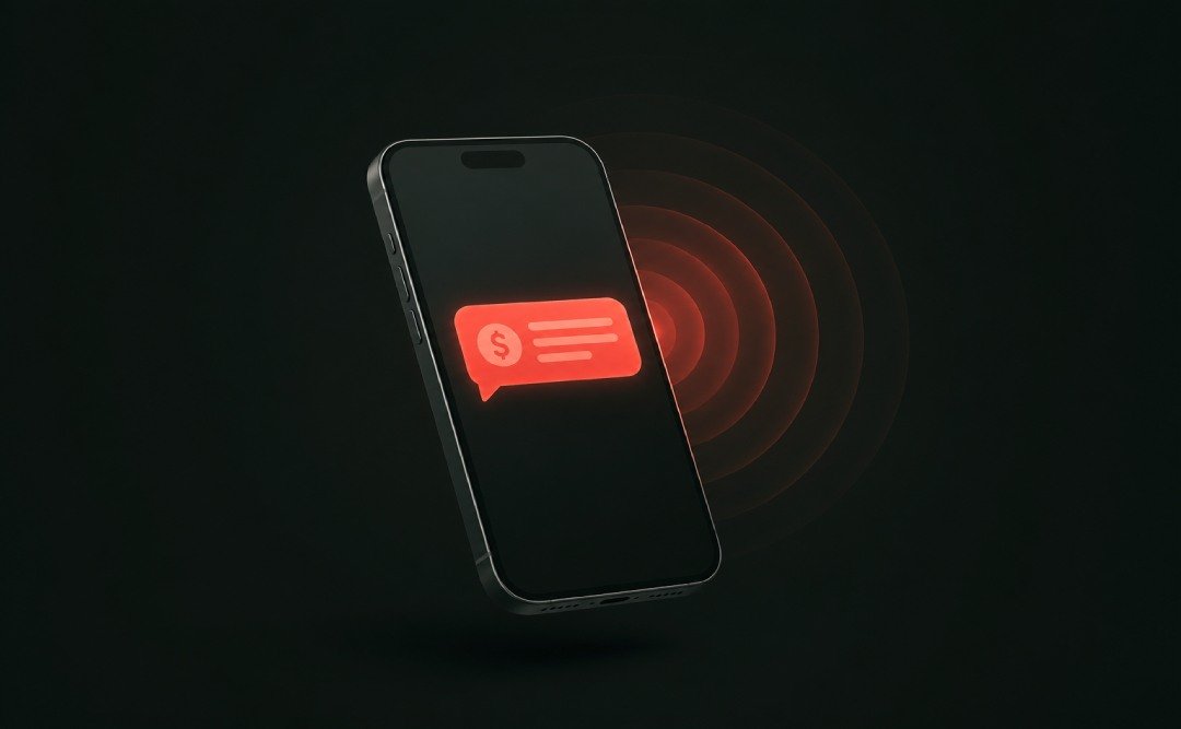 Instant SMS quote arriving on a phone